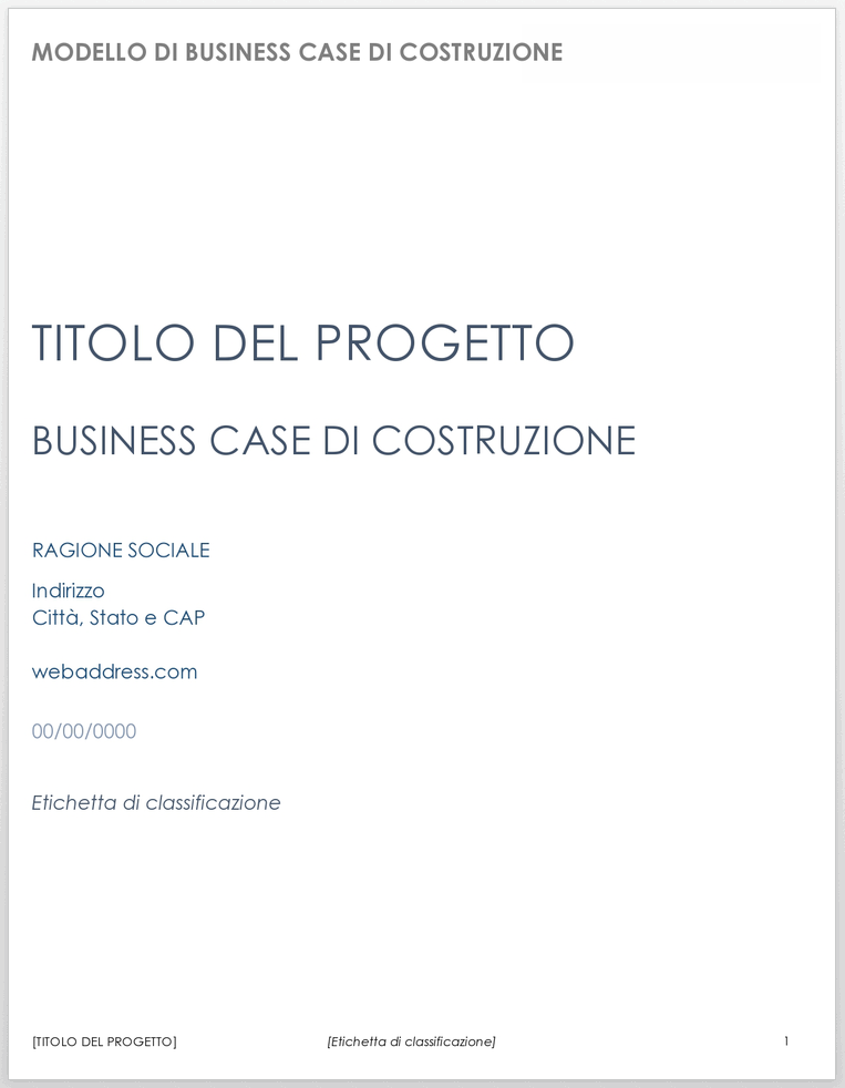  Modello di caso aziendale di costruzione