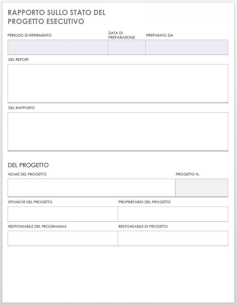 Rapporto sullo stato del progetto esecutivo