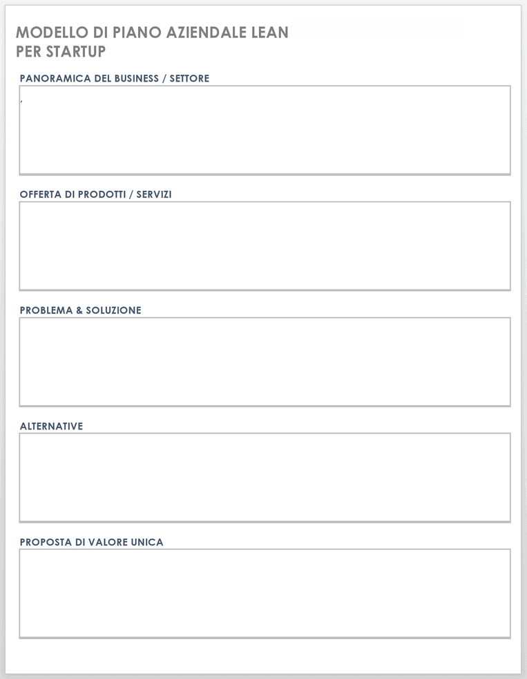  Modello di piano aziendale snello per le startup