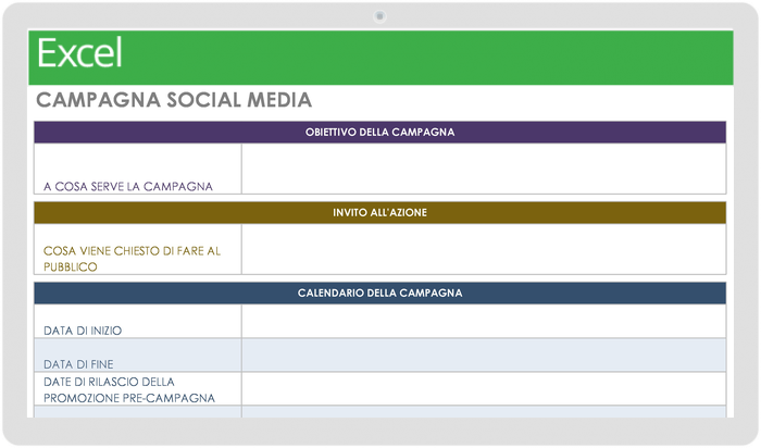 Modello di campagna per social media