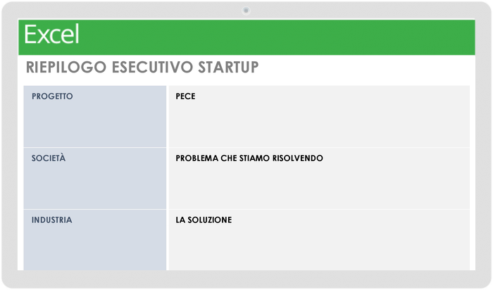 Modello di riepilogo esecutivo di avvio